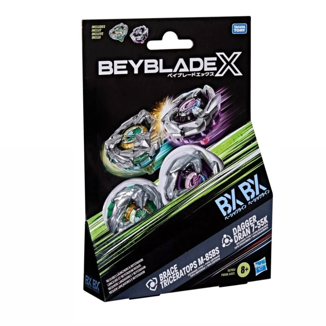 Hasbro Beyblade X Brace Triceratops M-85BS & Dagger Dran 7-55K Dual Pack